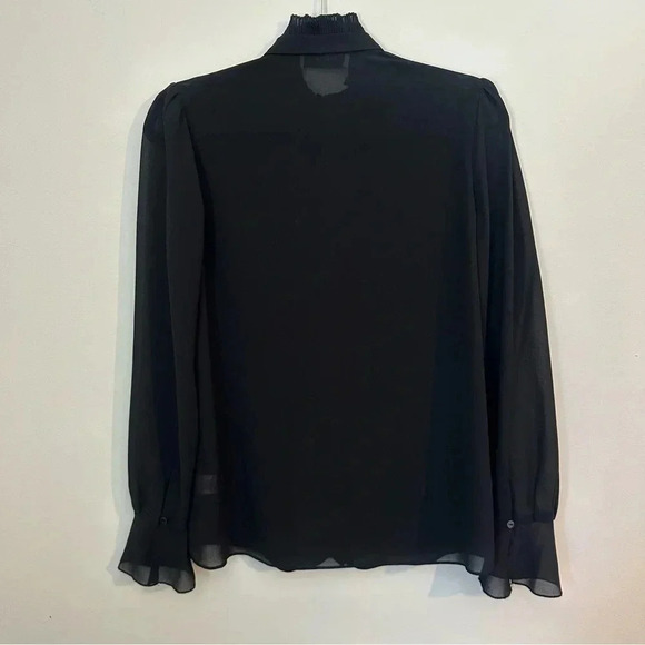BAILEY / 44 Black Sheer Ruffle Long Sleeve Blouse Womens Small - Picture 2 of 8